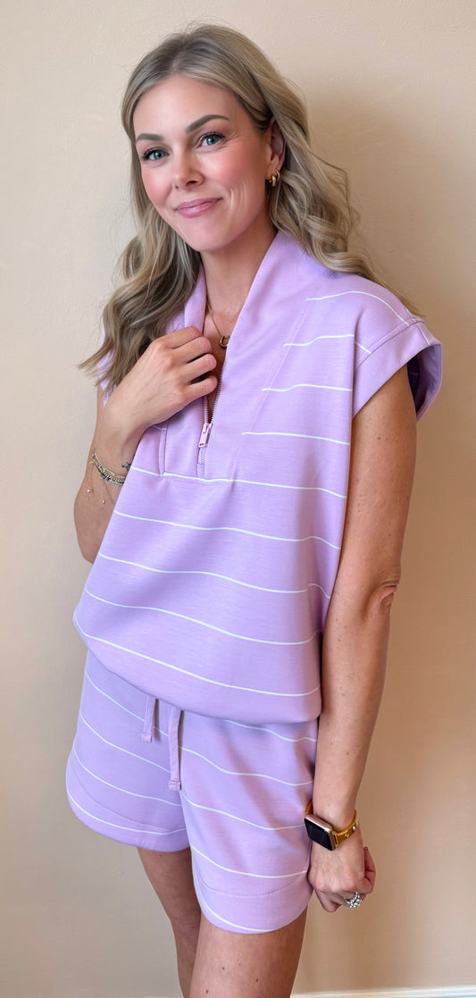 Signature Stripe Zip Up Sweatshirt
