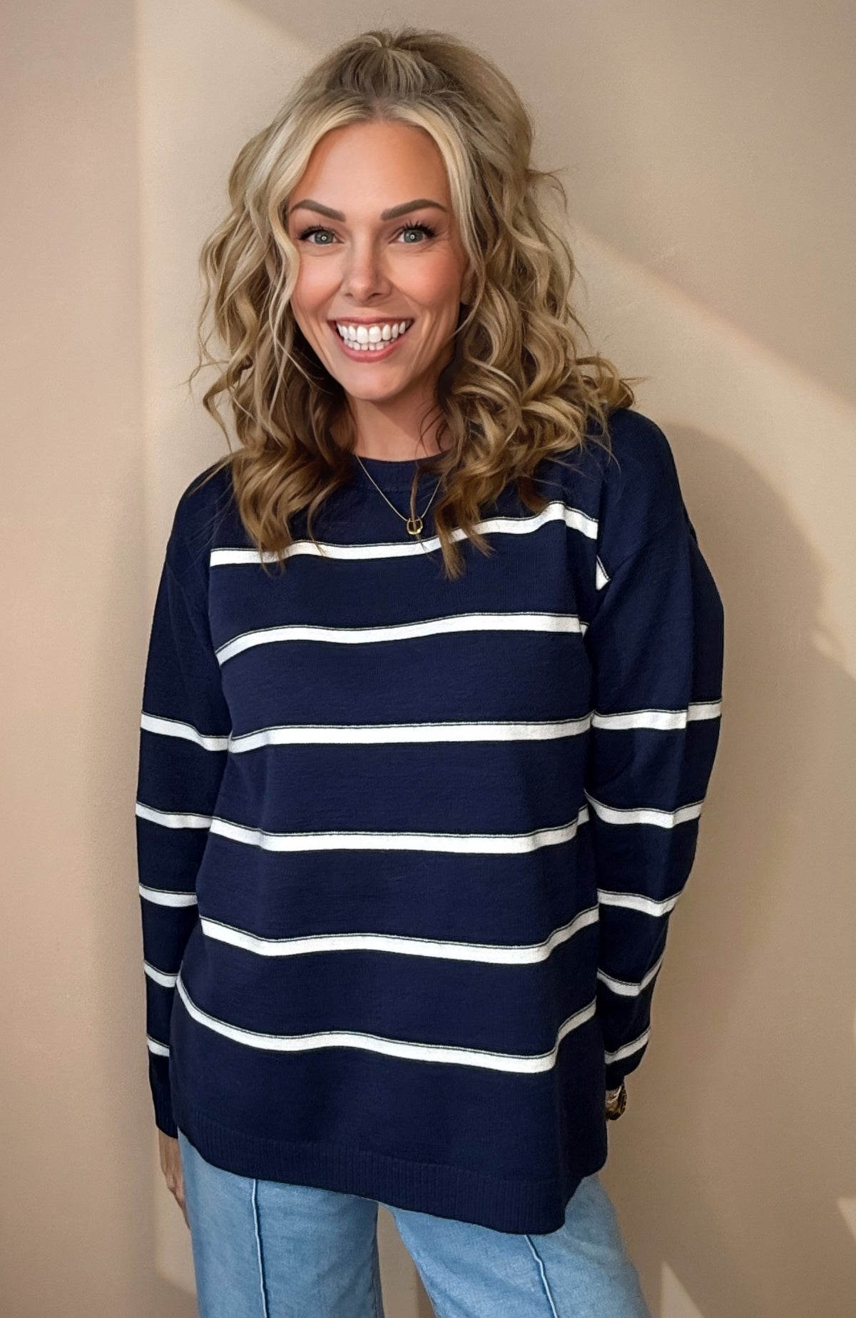 Marlena Stripe Round Neck Sweater