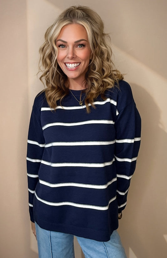 Marlena Stripe Round Neck Sweater