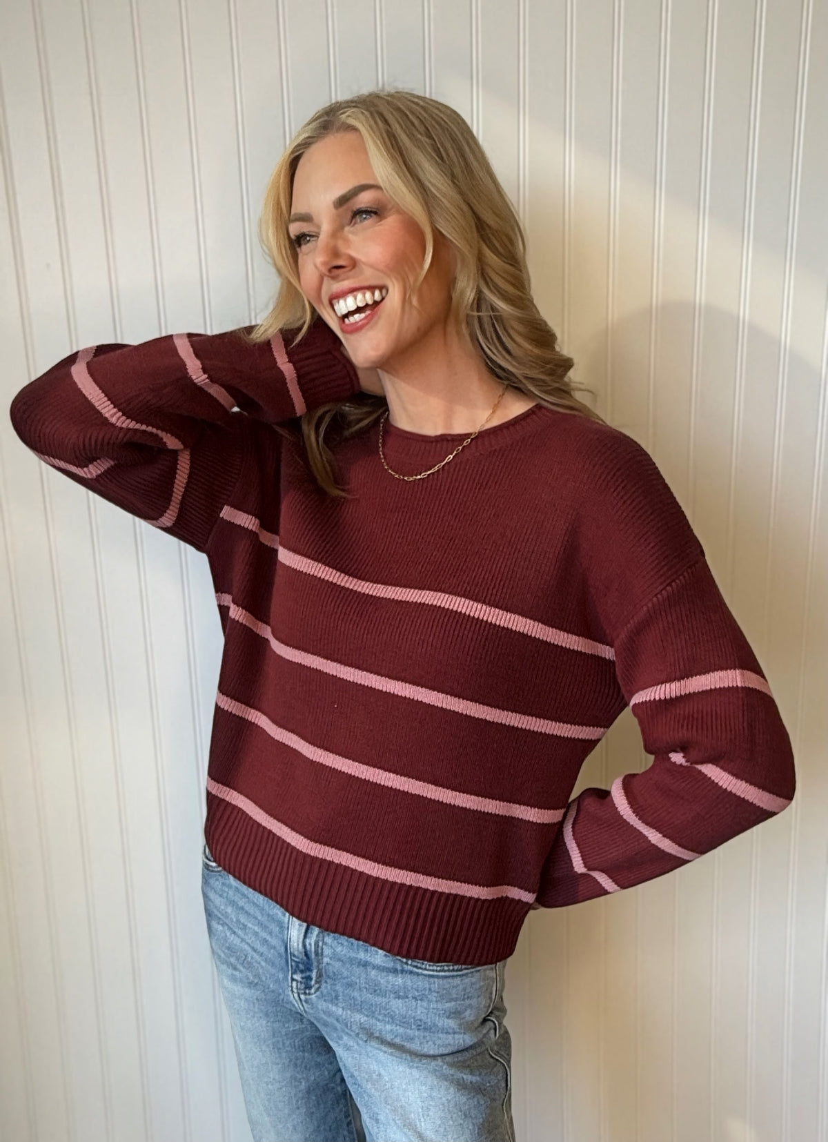 Elena Stripe Crew Sweater