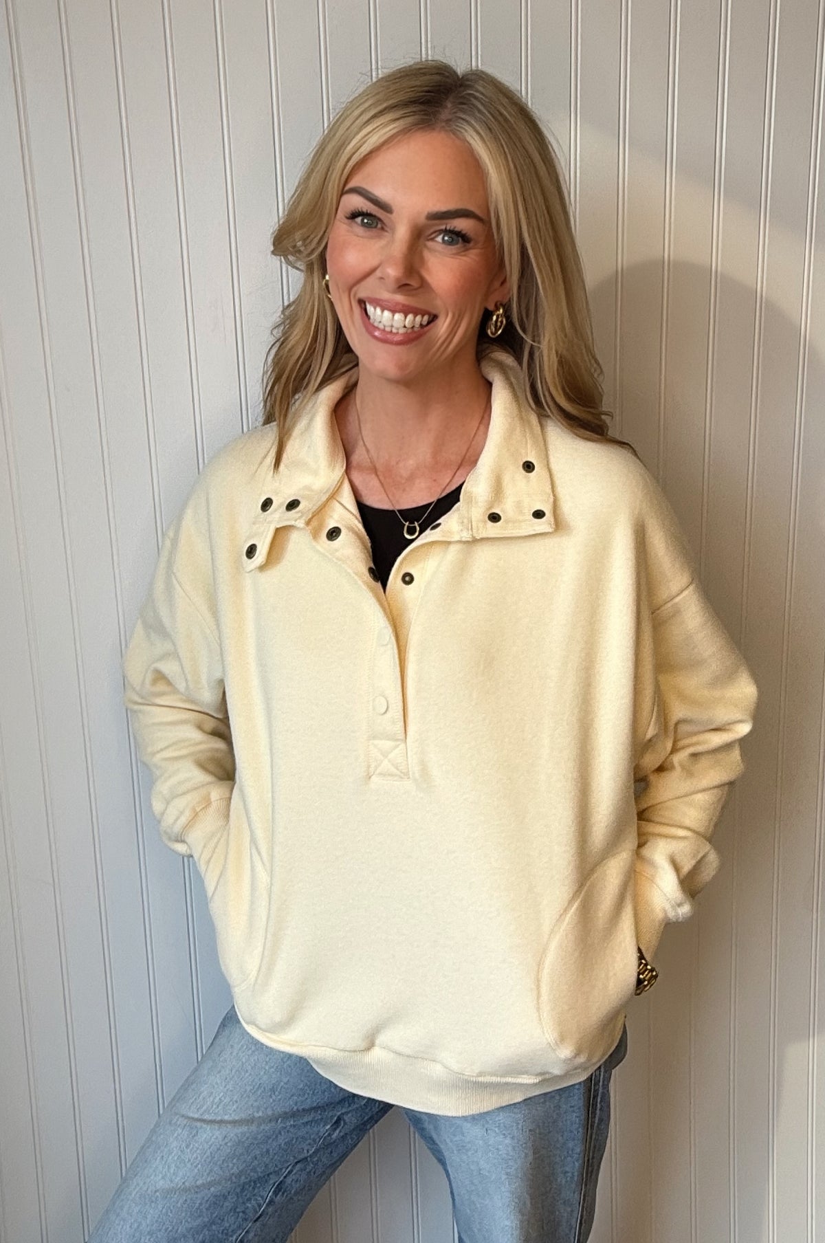Hartley Button-Up Neck Sweatshirt