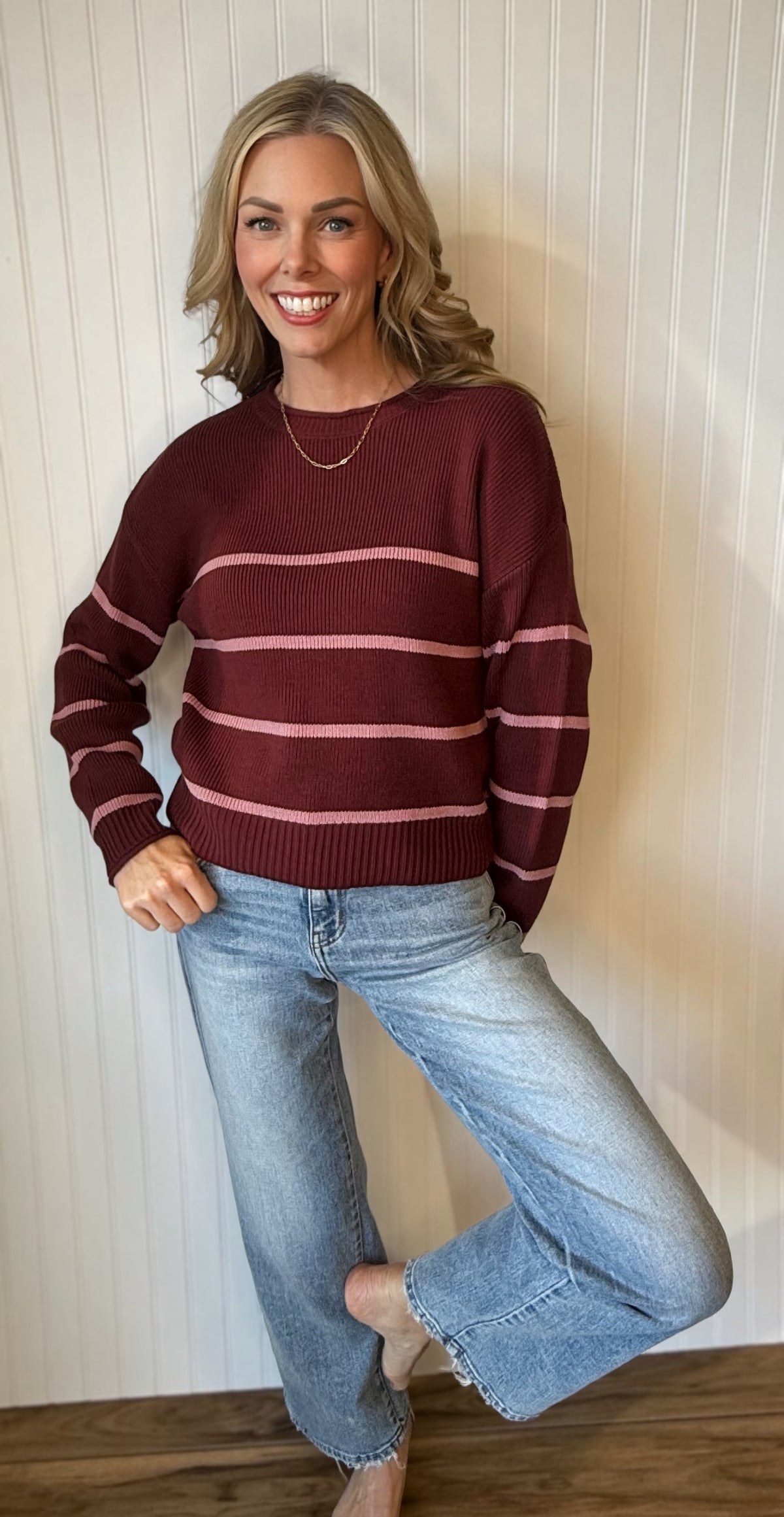 Elena Stripe Crew Sweater