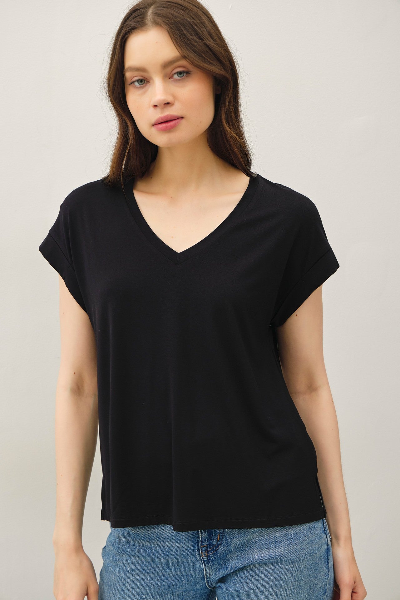 Bamboo Dolman V Neck Tee