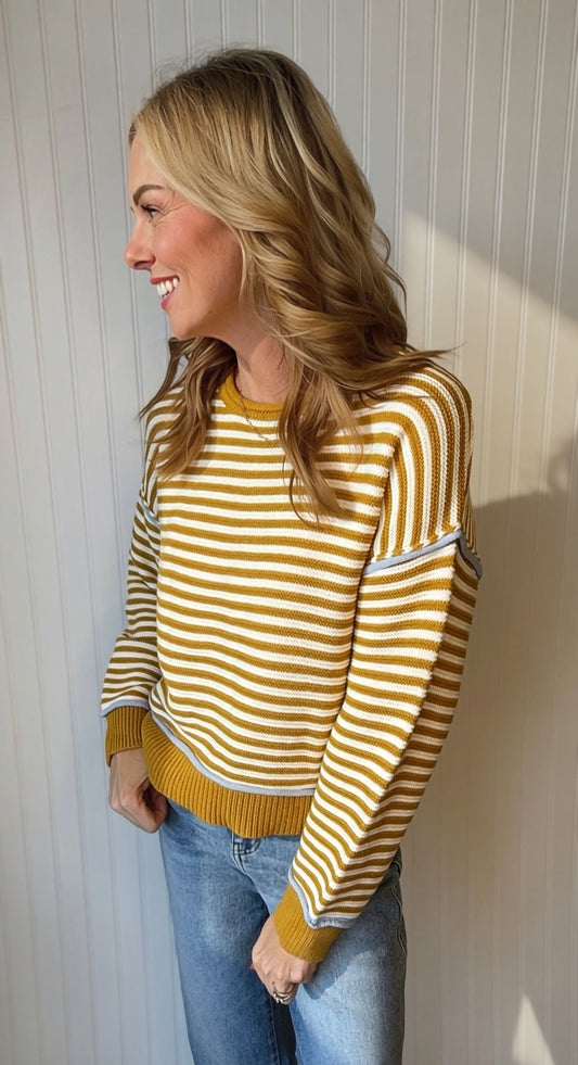 Seraphine Striped Textured Pullover