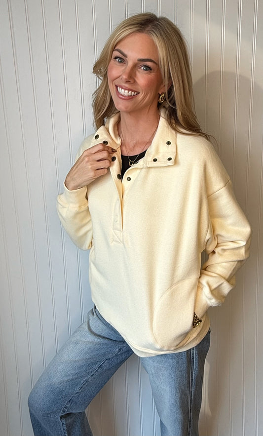 Hartley Button-Up Neck Sweatshirt