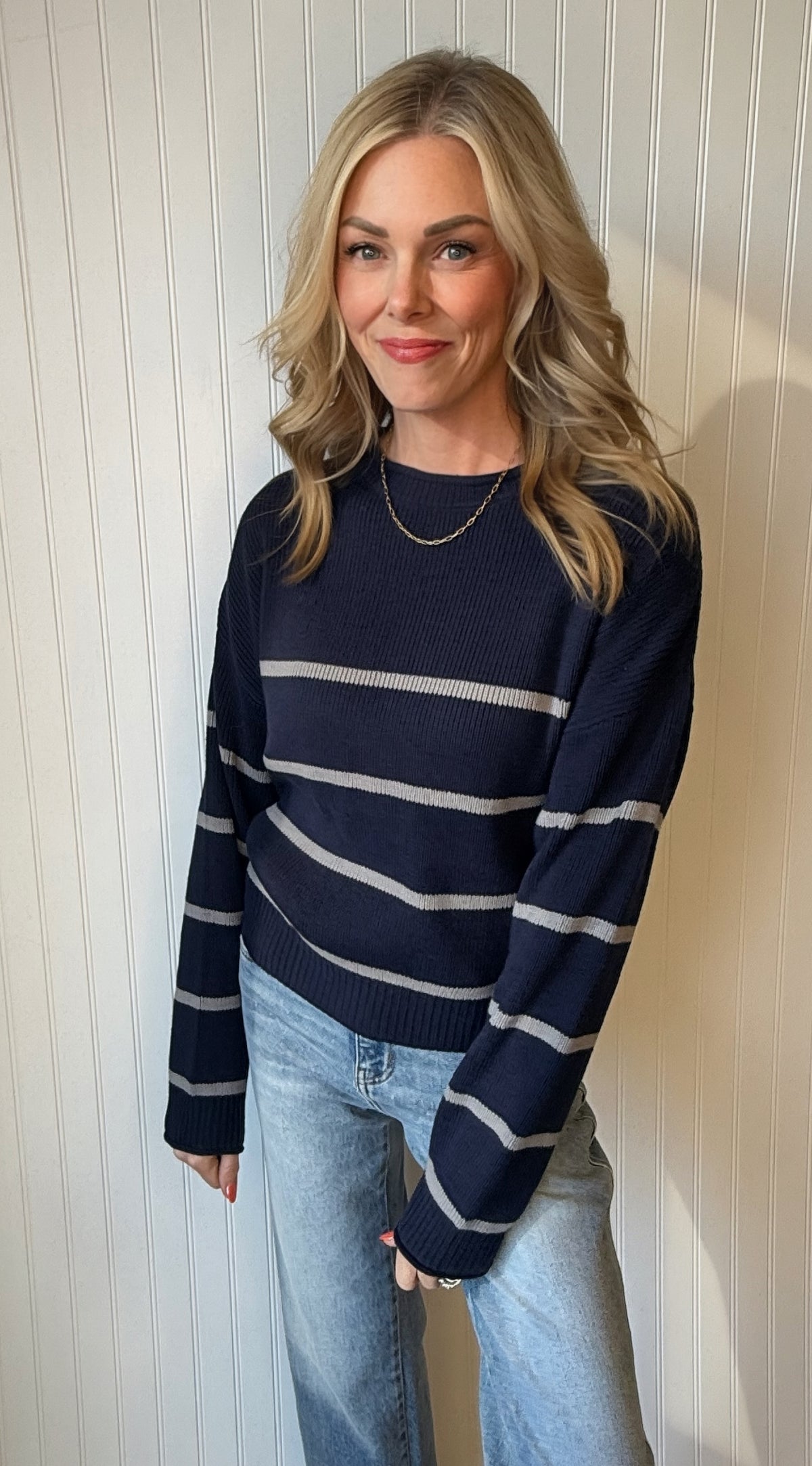 Elena Stripe Crew Sweater
