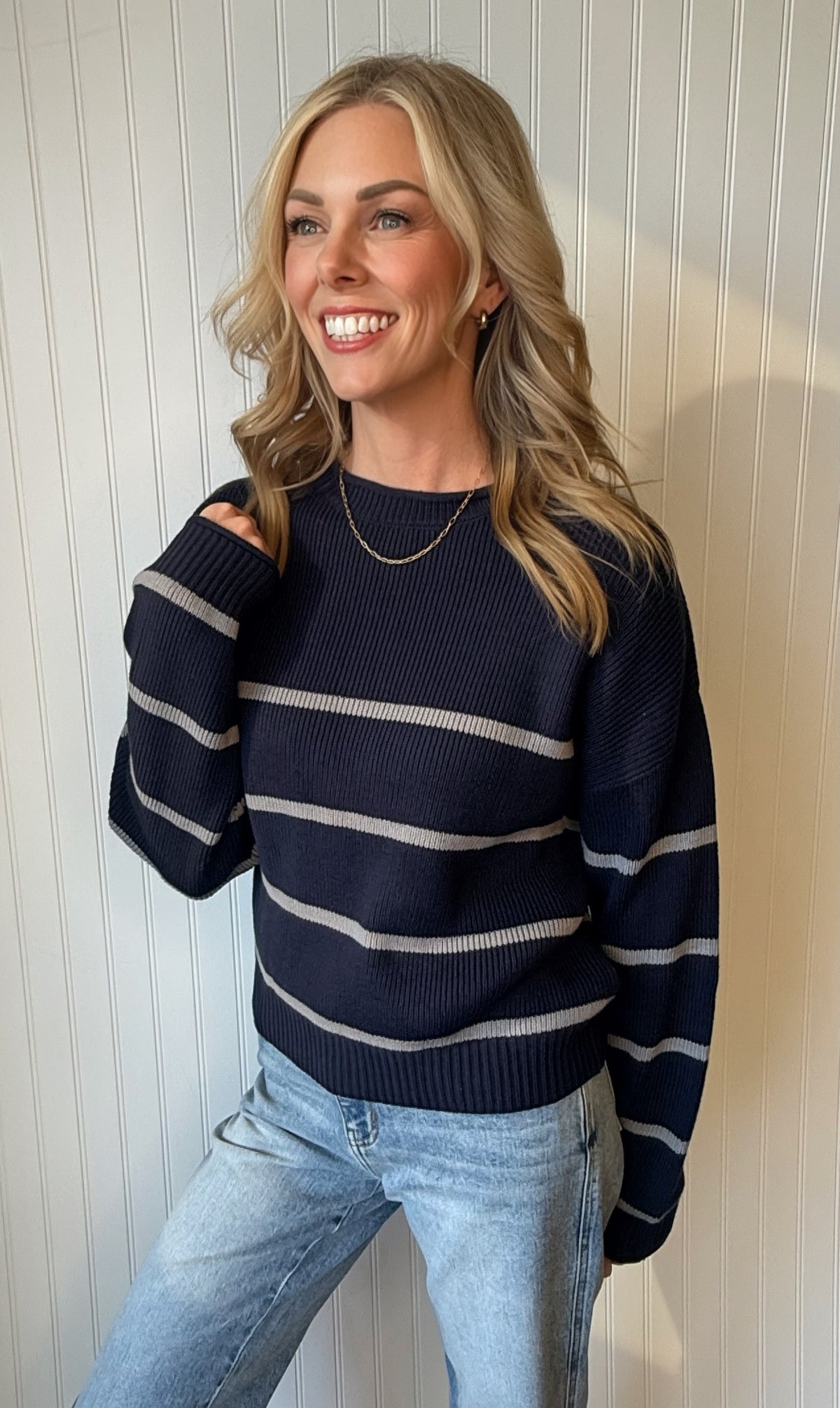 Elena Stripe Crew Sweater