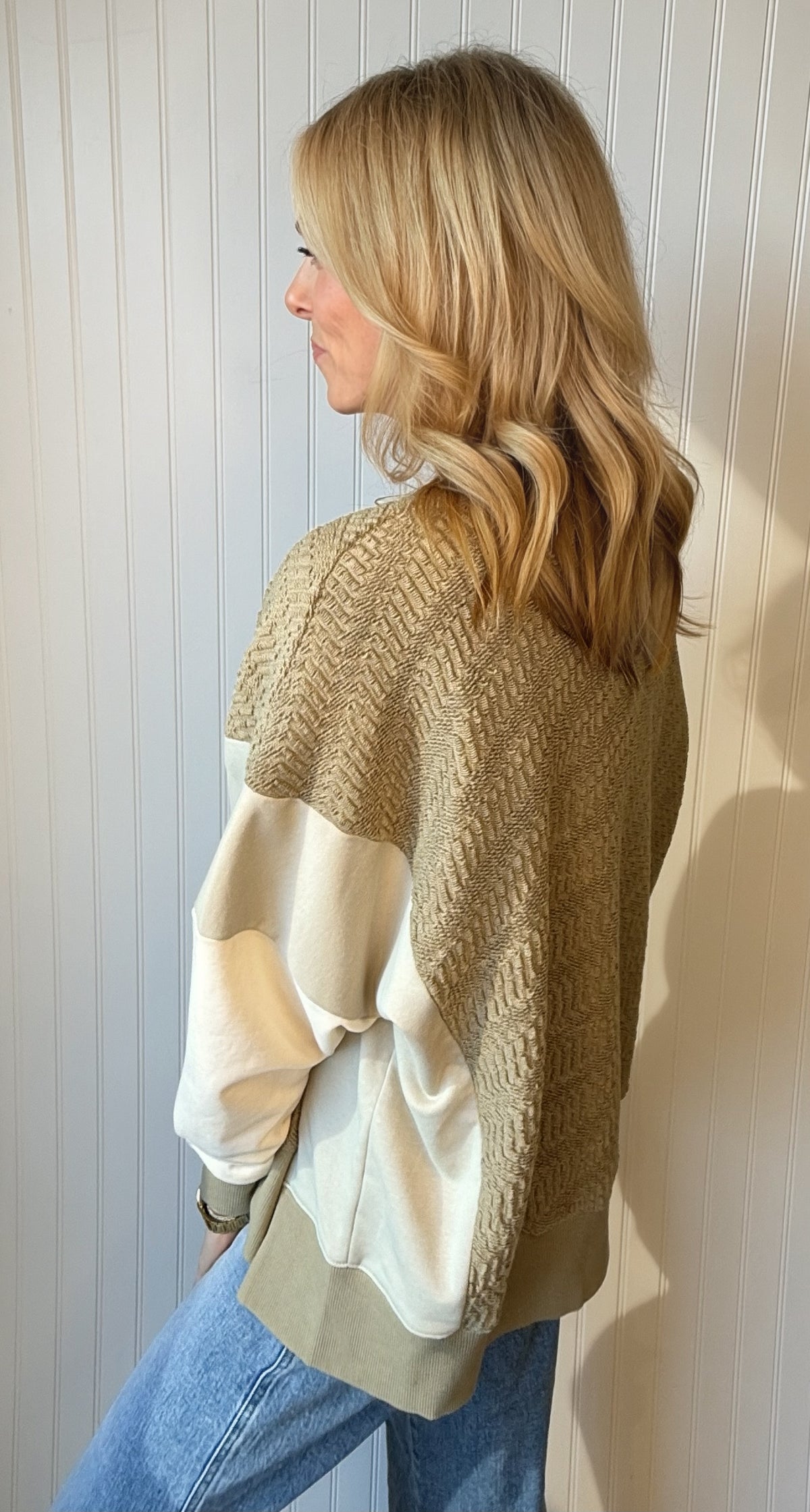 Bailey Striped Sleeve Sweatshirt