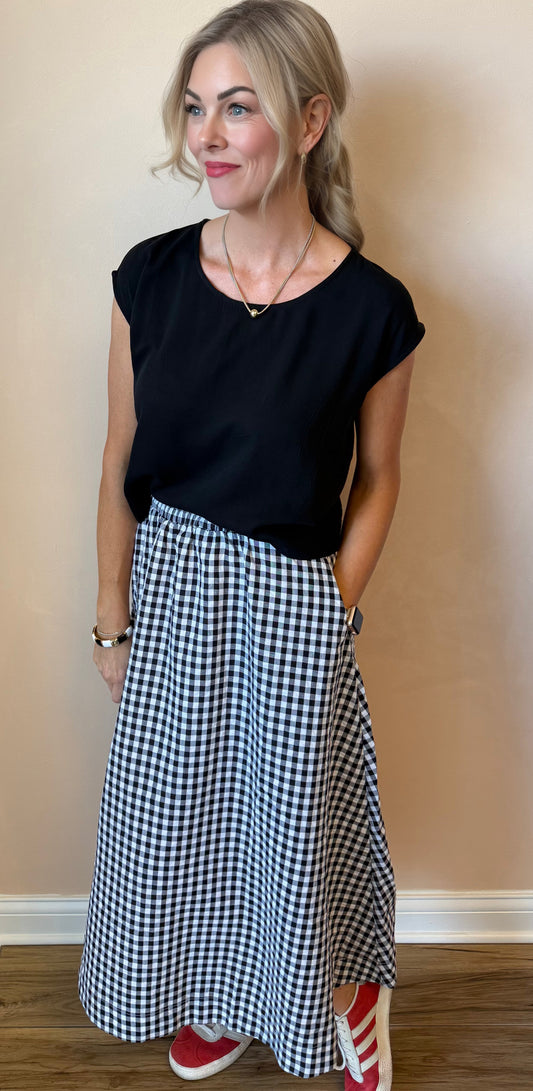 Sweet Gingham Midi Skirt