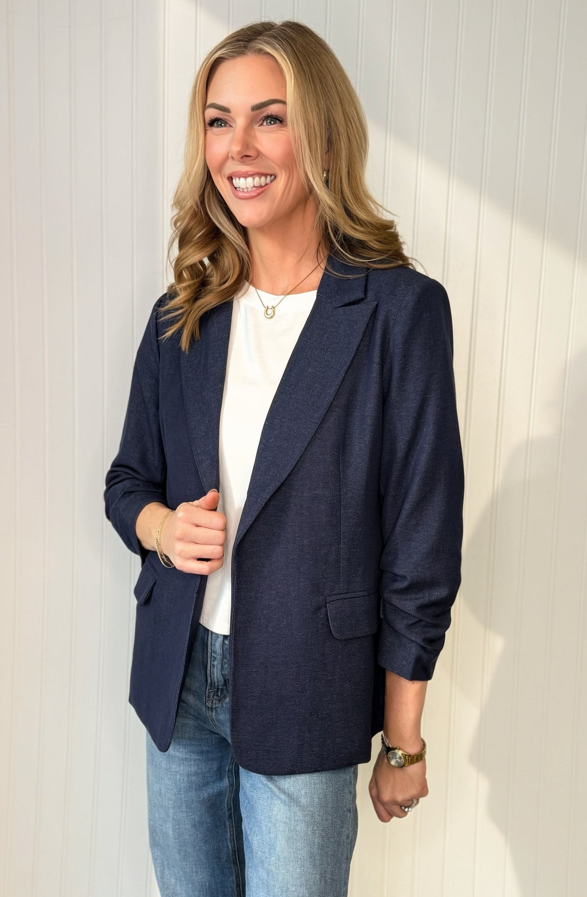 Classic Lined Blazer — tailored lined blazer from Thread & Clover boutique