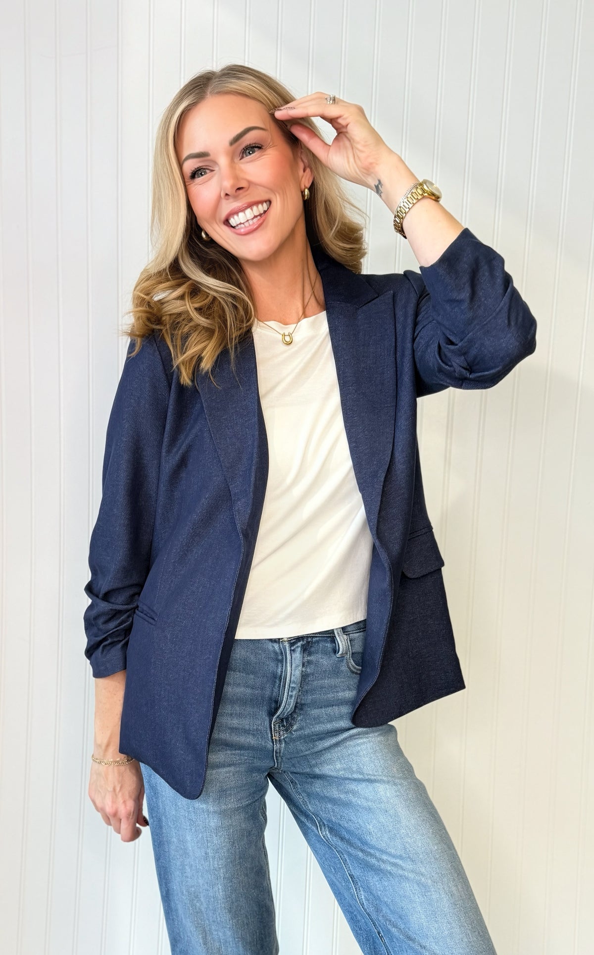 Classic Lined Blazer — tailored lined blazer from Thread & Clover boutique