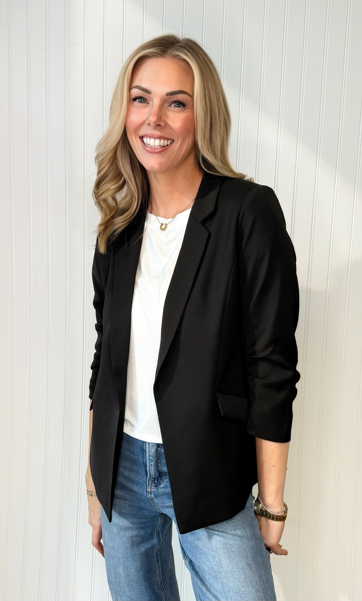 Classic Lined Blazer — tailored lined blazer from Thread & Clover boutique