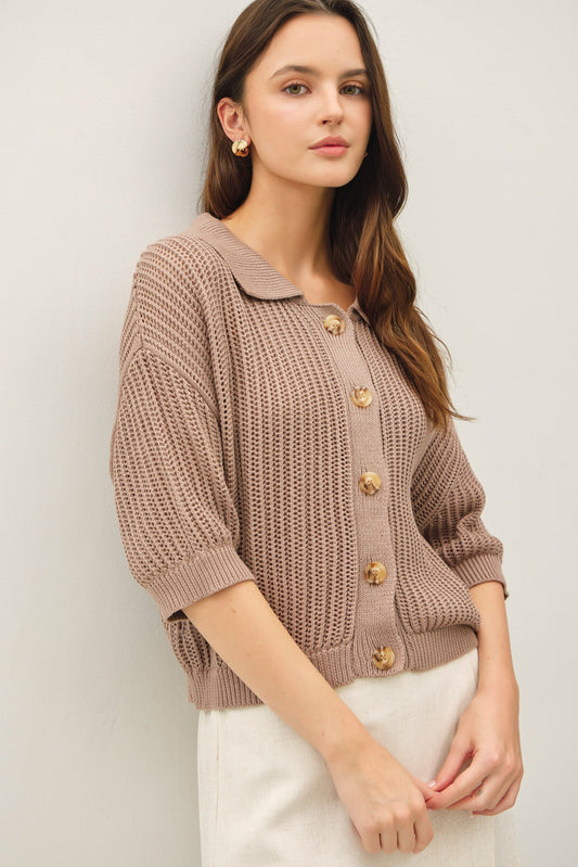 Fisherman Textured Cardigan