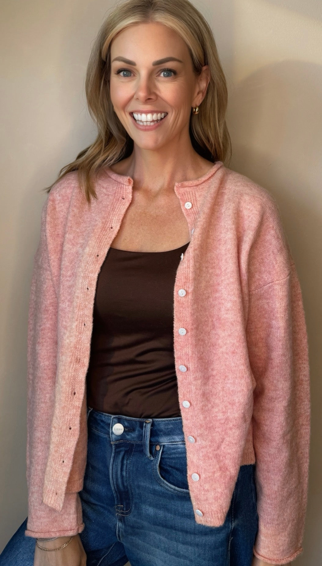 Rosette Button Front Cardigan