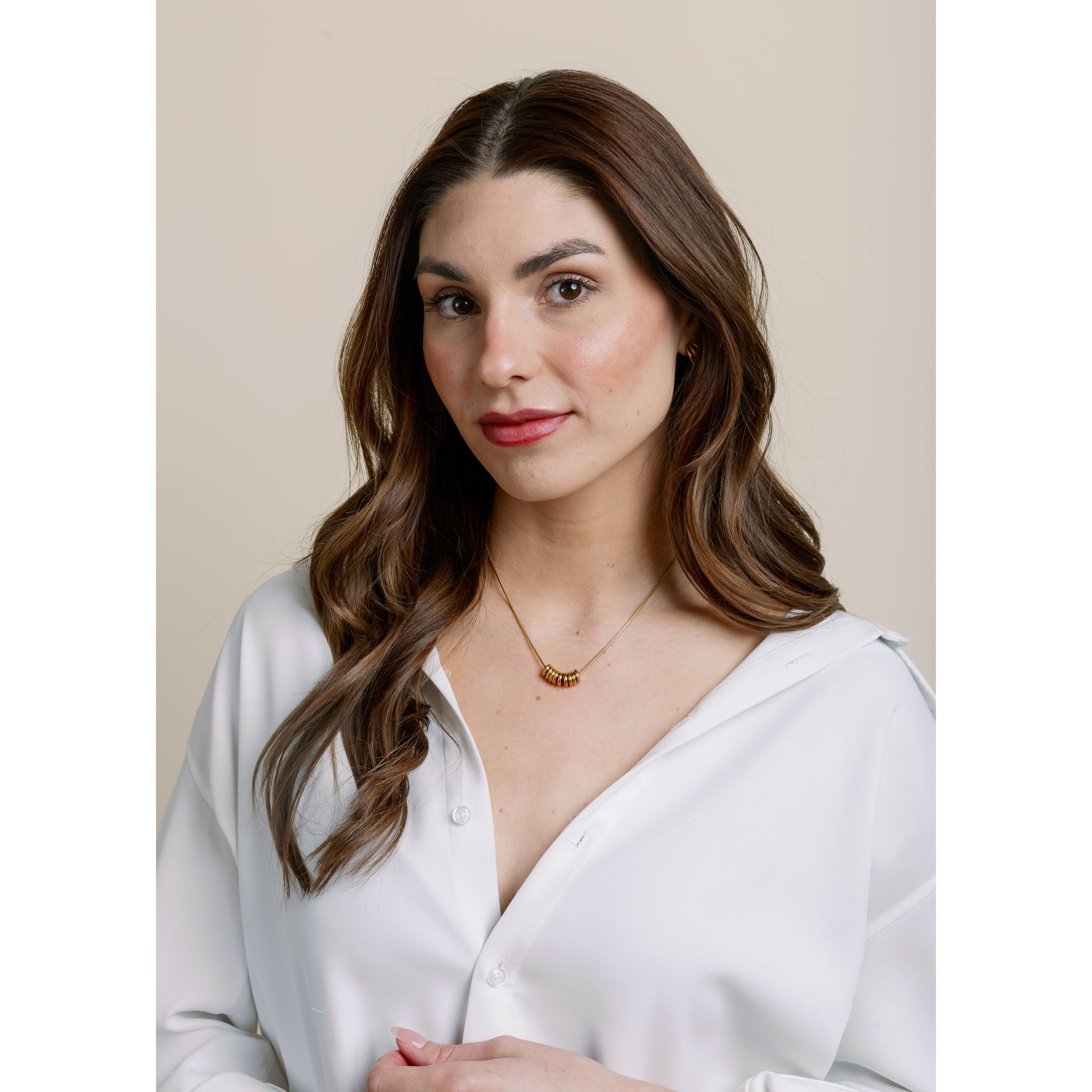 Gia Necklace styled — layered gold charm necklace from Thread & Clover boutique
