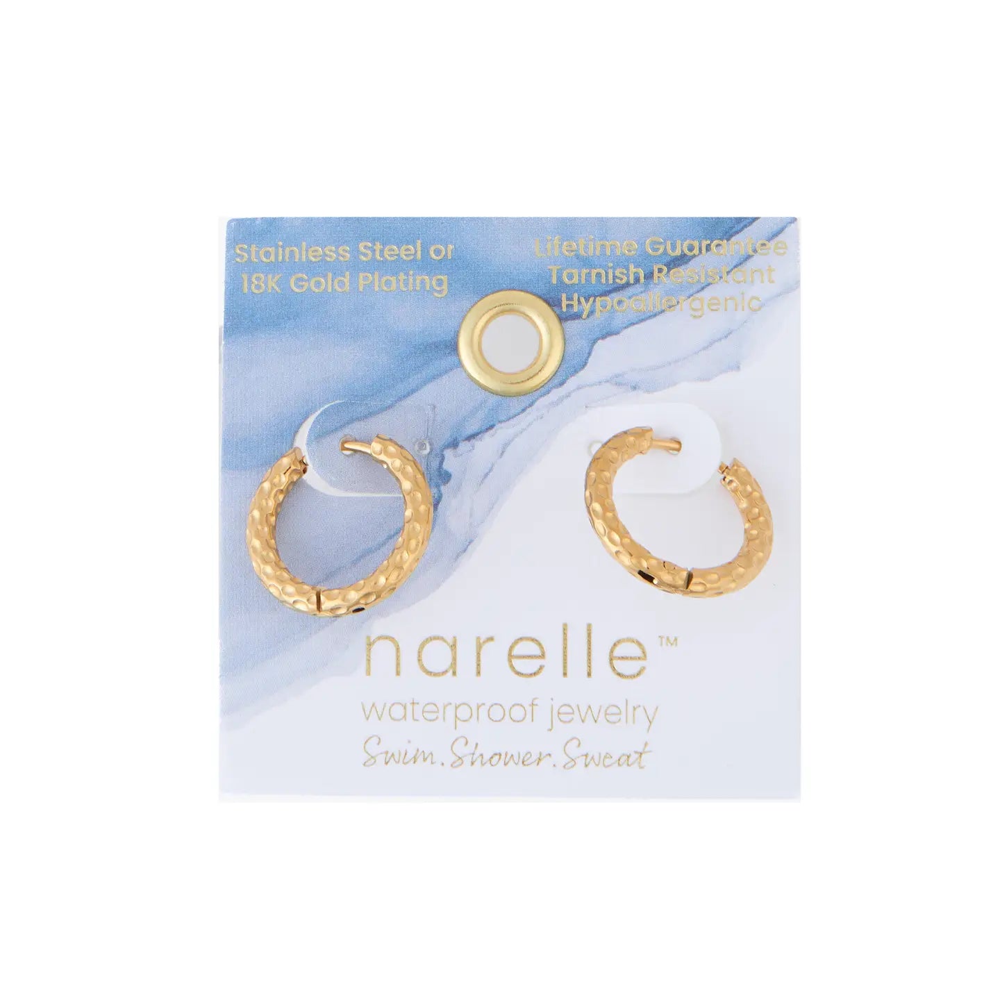 Waterproof Hammered Huggie gold styled — hammered gold huggie earrings from Thread & Clover boutique