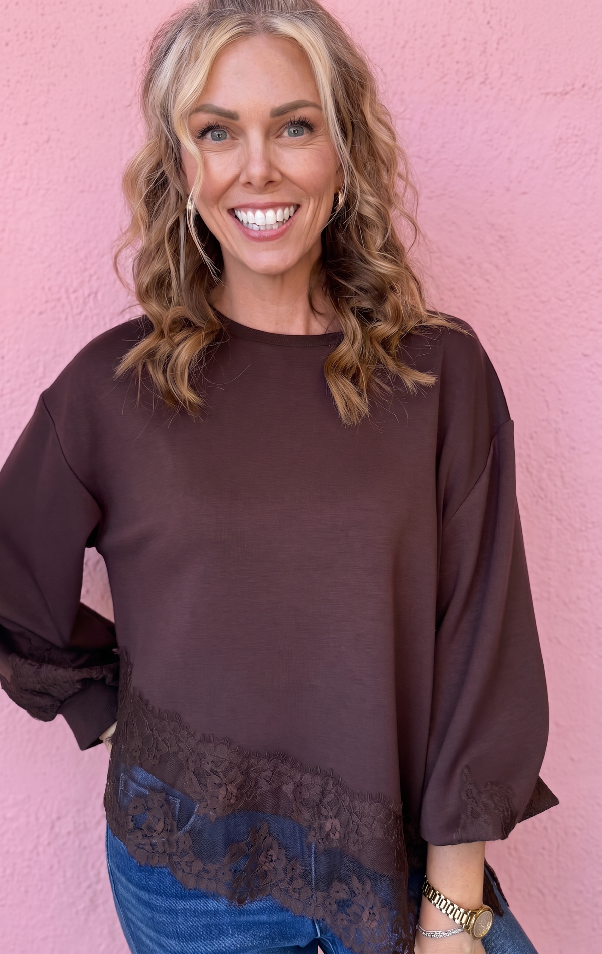 Lila Lace Detail Sweatshirt