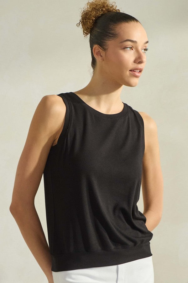 LuxeAir Ribbed Crew Neck Tank