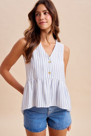 Marielle Striped Sleeveless Blouse