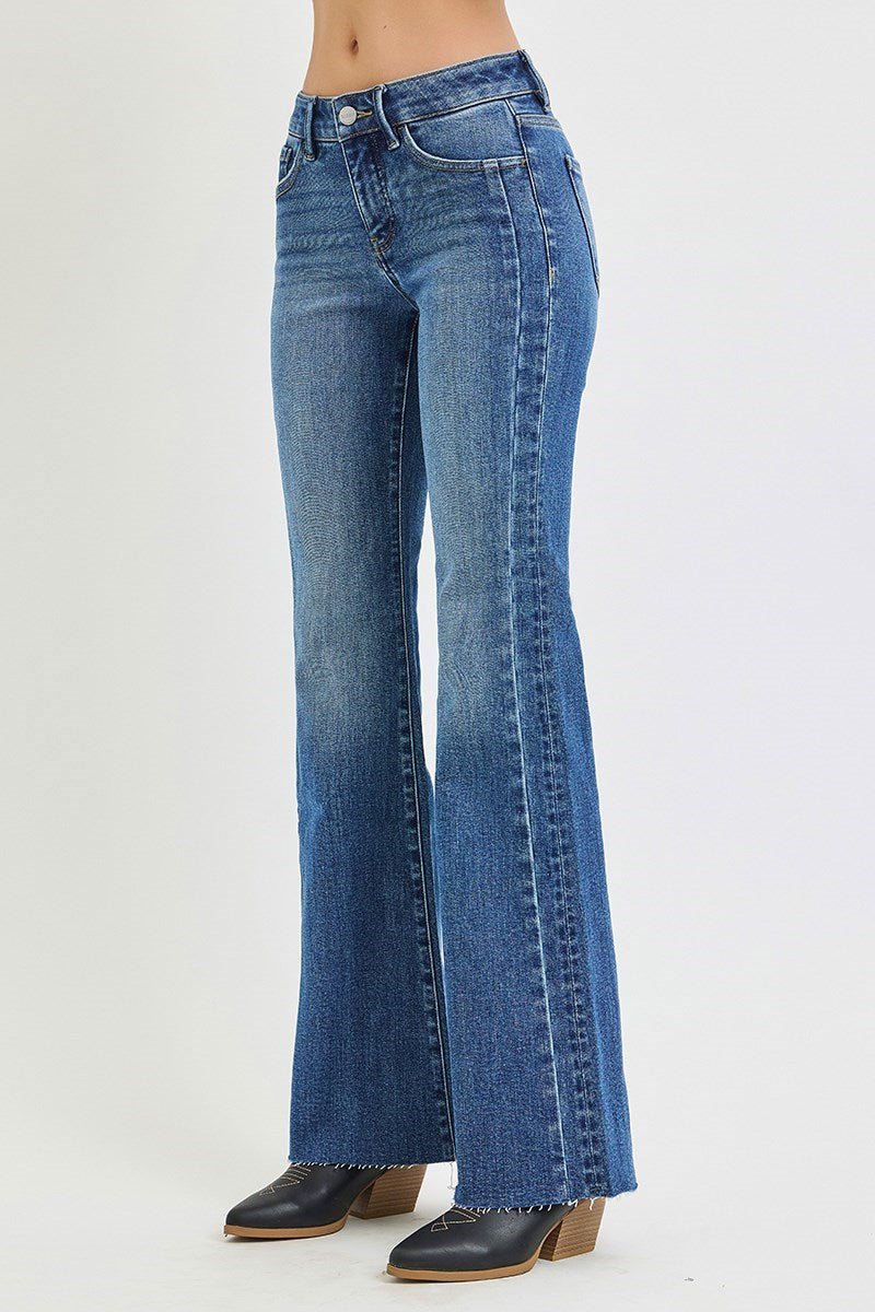 Risen Quincy Flare Jean in Medium Wash — flare jean from Thread & Clover boutique