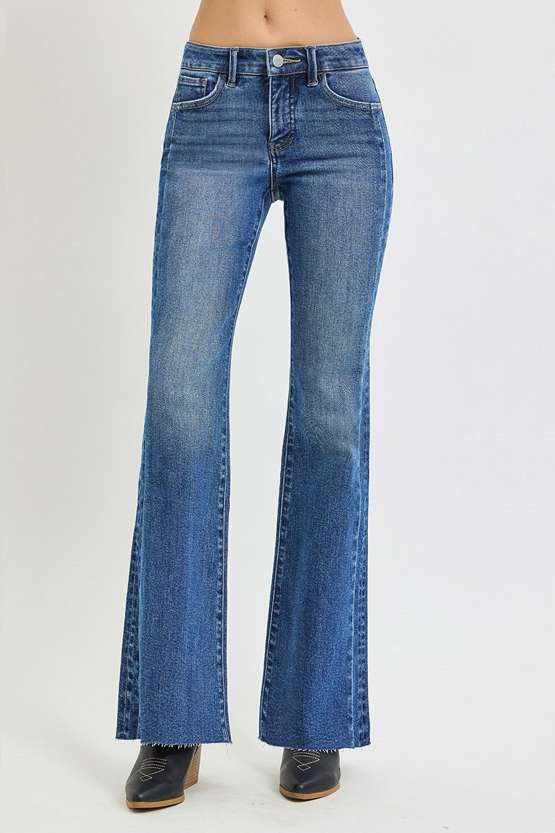 Risen Quincy Flare Jean in Medium Wash — flare jean from Thread & Clover boutique