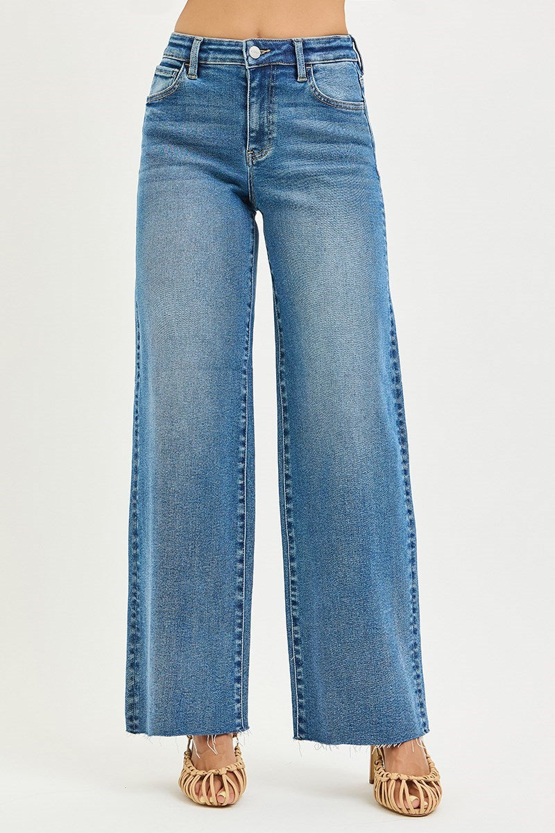 Risen Camryn Wide Leg Jean in Medium Wash — wide leg jean from Thread & Clover boutique