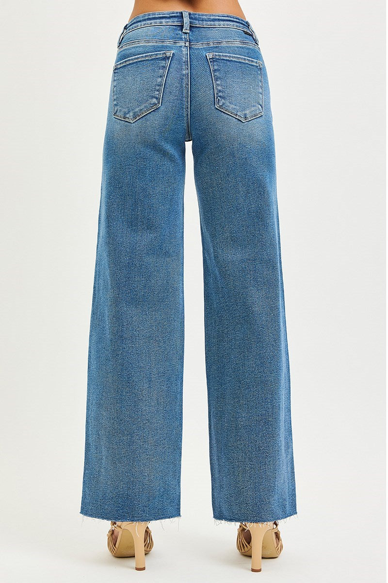 Risen Camryn Wide Leg Jean in Medium Wash — wide leg jean from Thread & Clover boutique