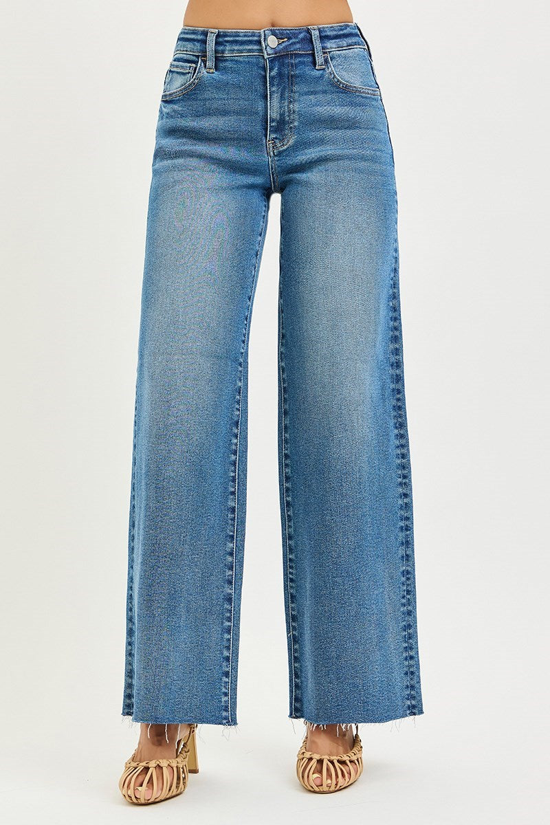 Risen Camryn Wide Leg Jean in Medium Wash — wide leg jean from Thread & Clover boutique