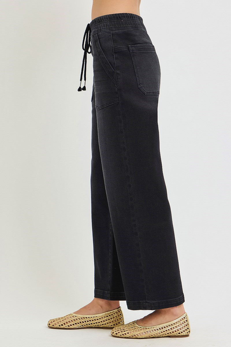 Risen Kenley Slouchy Cropped Baggy Jean in Black — slouchy baggy crop denim from Thread & Clover boutique