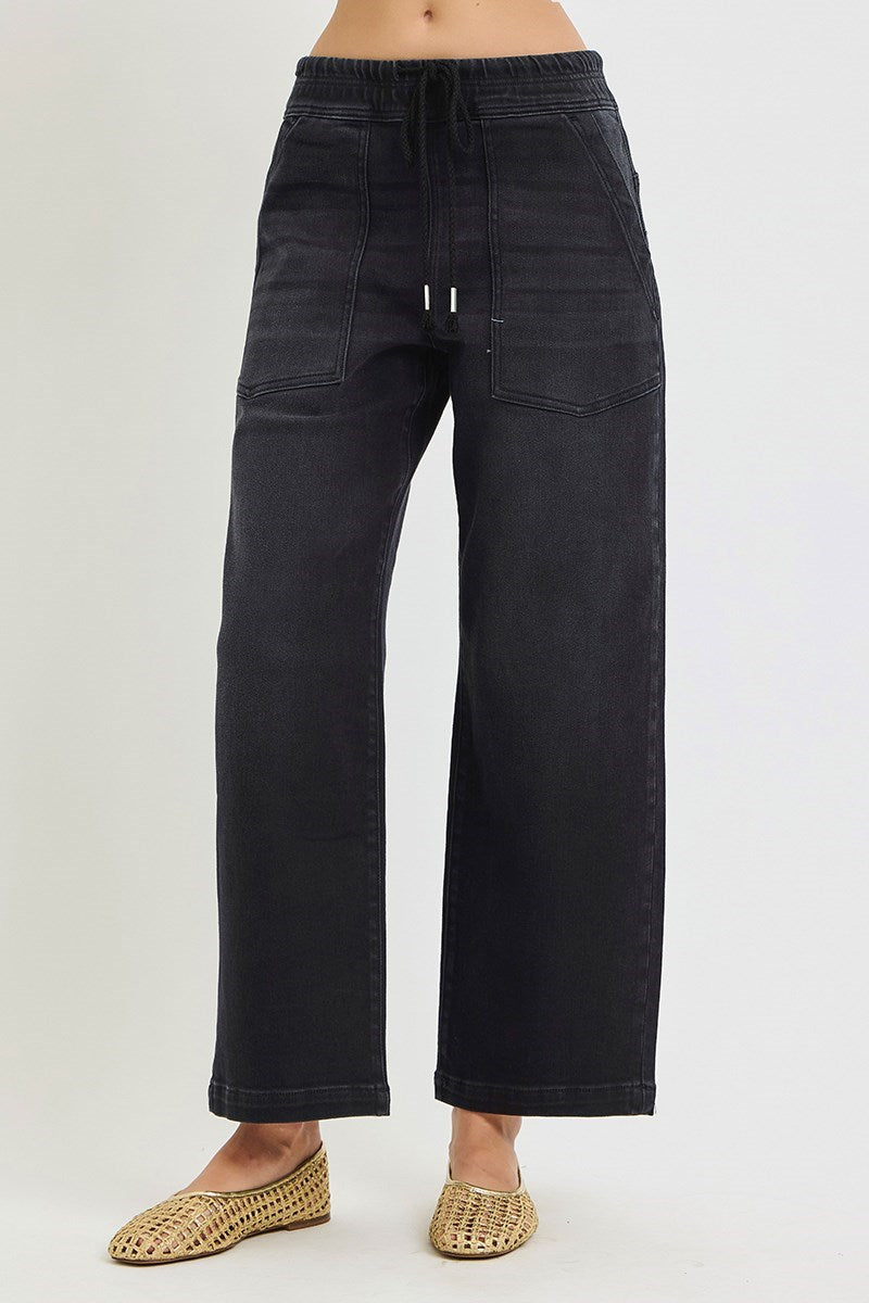 Risen Kenley Slouchy Cropped Baggy Jean in Black — slouchy baggy crop denim from Thread & Clover boutique