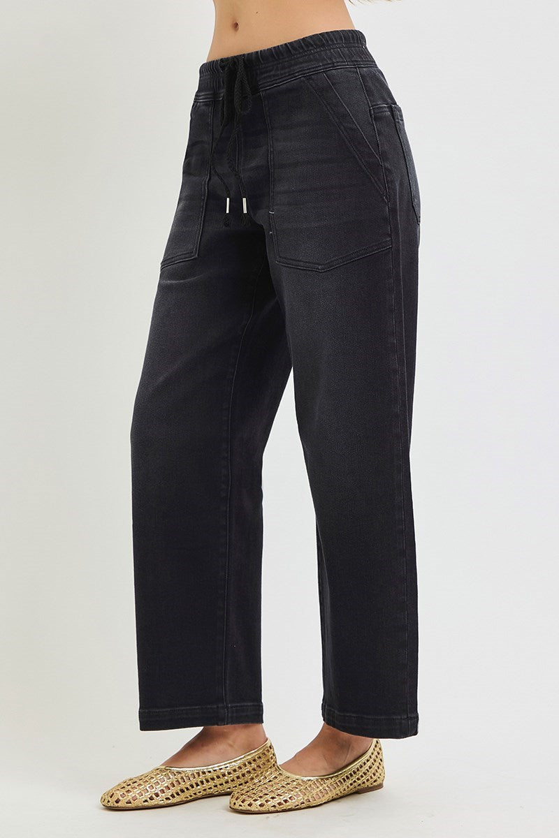 Risen Kenley Slouchy Cropped Baggy Jean in Black — slouchy baggy crop denim from Thread & Clover boutique