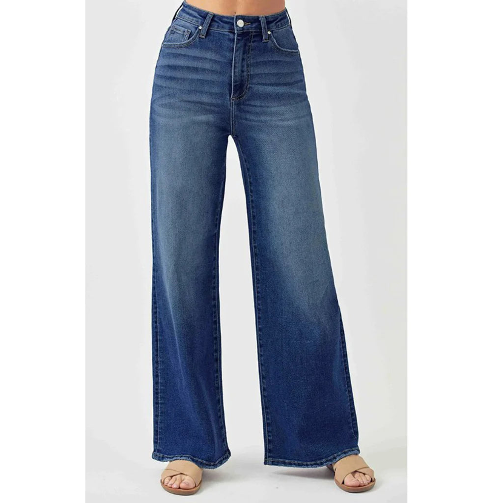 Risen Adrianna Jeans in dark wash — sleek high rise straight leg jeans from Thread & Clover boutique