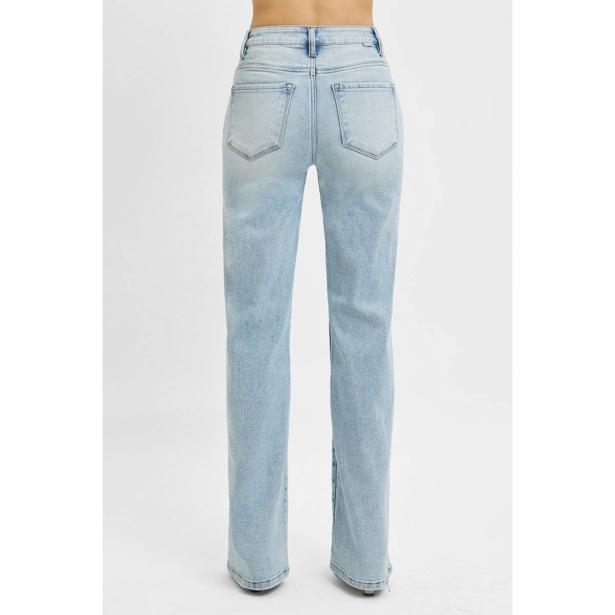 Risen Elma Jeans side view in medium wash — 90s inspired wide leg jeans from Thread & Clover boutique