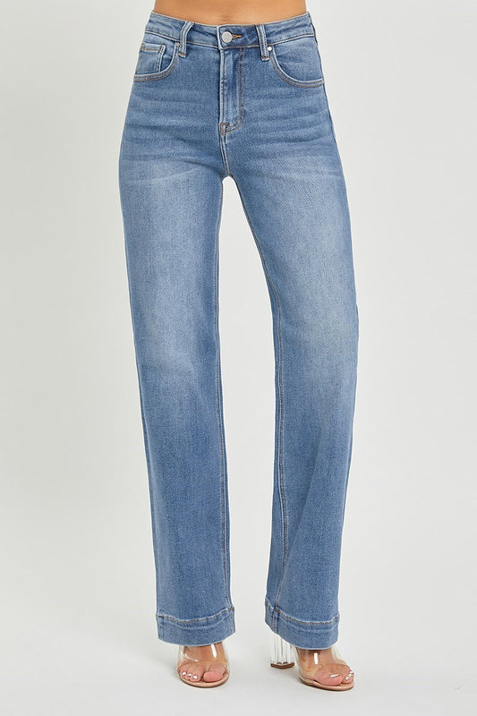 Risen Ginnie Jeans in medium wash — high rise straight leg jeans from Thread & Clover boutique