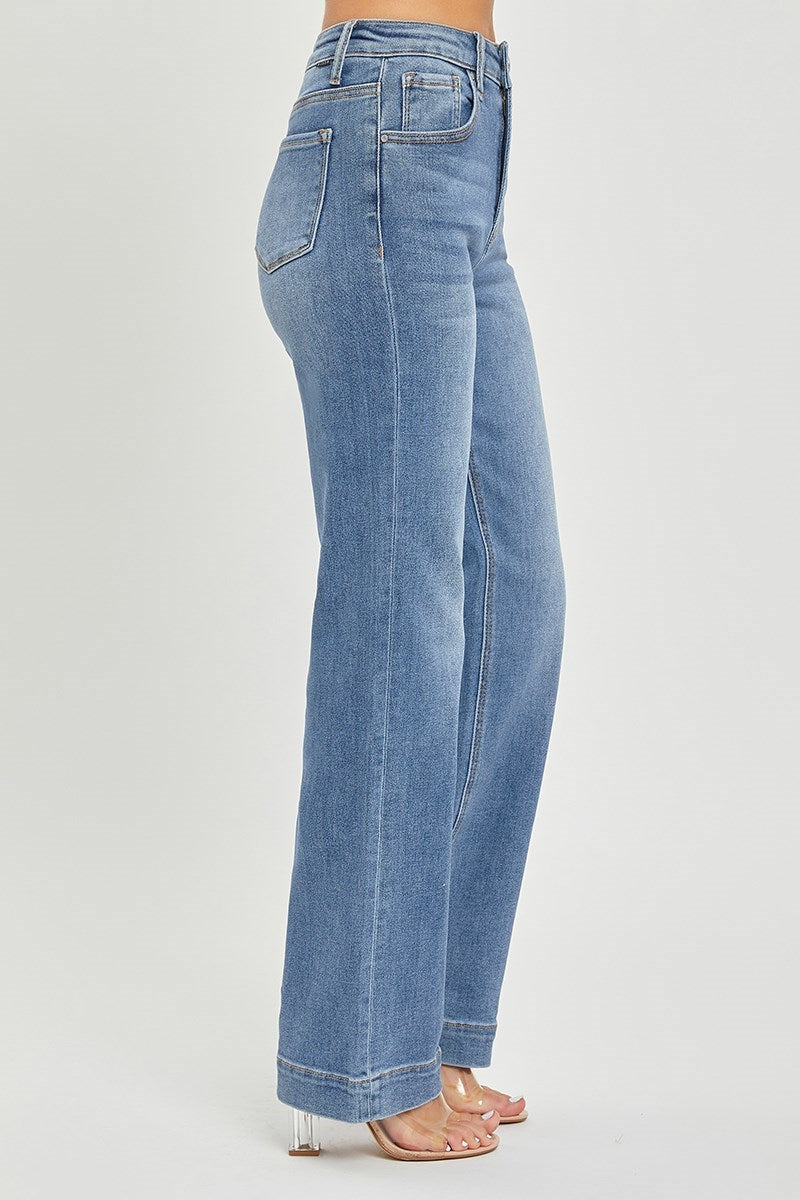 Risen Ginnie Jeans back view in medium wash — flattering high rise jeans from Thread & Clover boutique