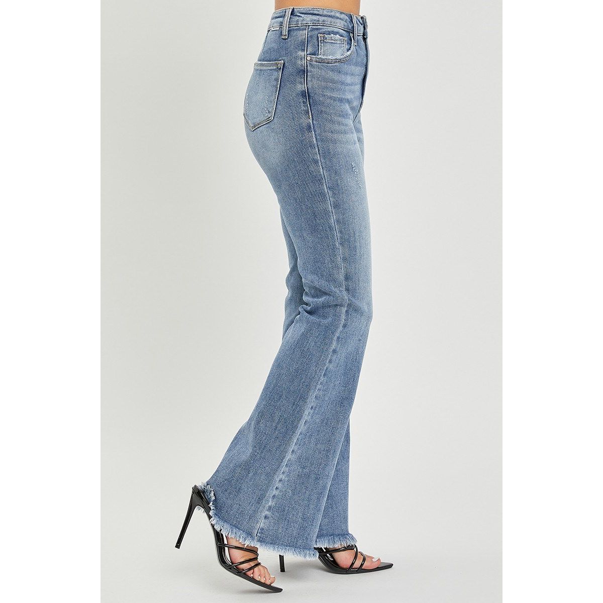 Risen Faye Jeans back view in medium wash — vintage flare jeans from Thread & Clover boutique