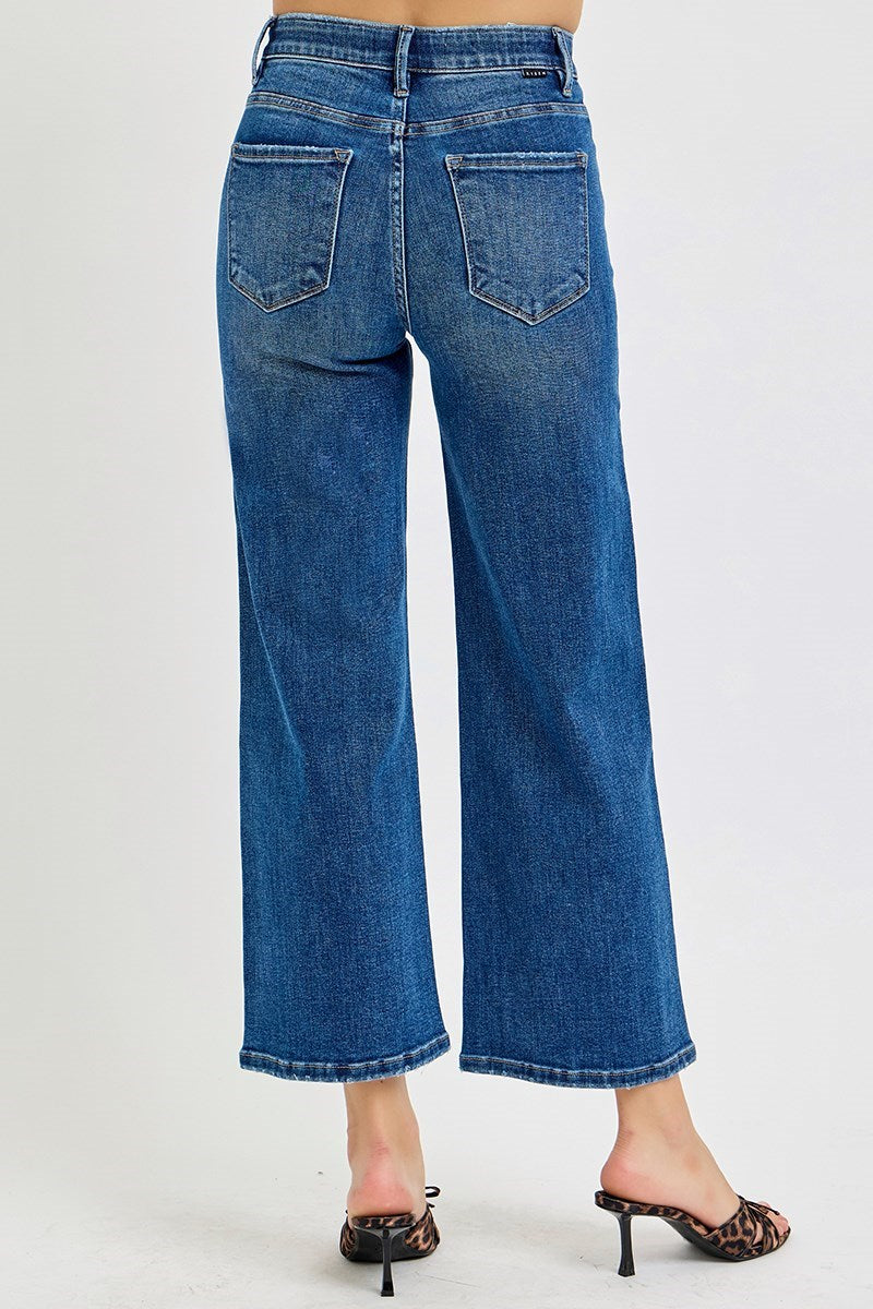Risen Rylee Crop Wide Jean in Dark Wash — cropped wide leg jean from Thread & Clover boutique