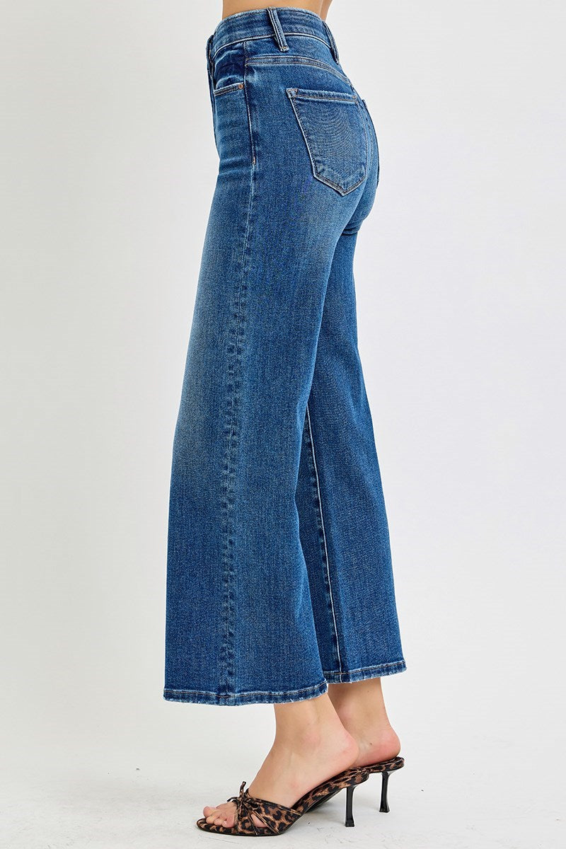 Risen Rylee Crop Wide Jean in Dark Wash — cropped wide leg jean from Thread & Clover boutique