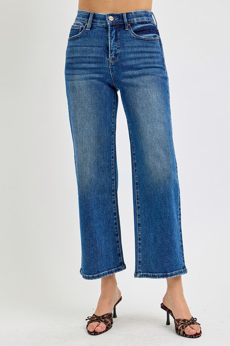 Risen Rylee Crop Wide Jean in Dark Wash — cropped wide leg jean from Thread & Clover boutique
