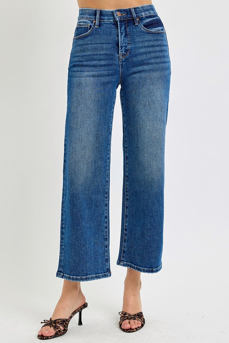 Risen Rylee Crop Wide Jean in Dark Wash — cropped wide leg jean from Thread & Clover boutique