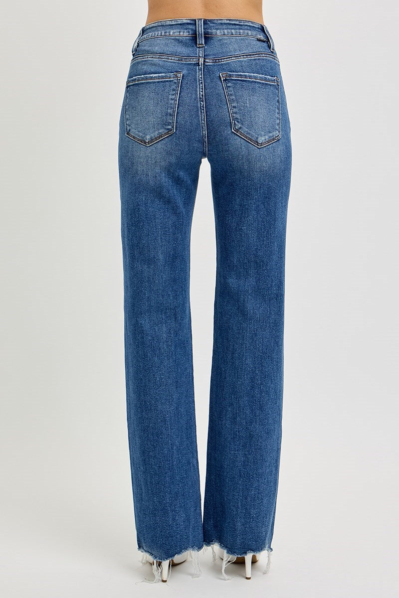 Risen Kiralee Jeans back view in dark wash — high rise barrel leg denim from Thread & Clover boutique