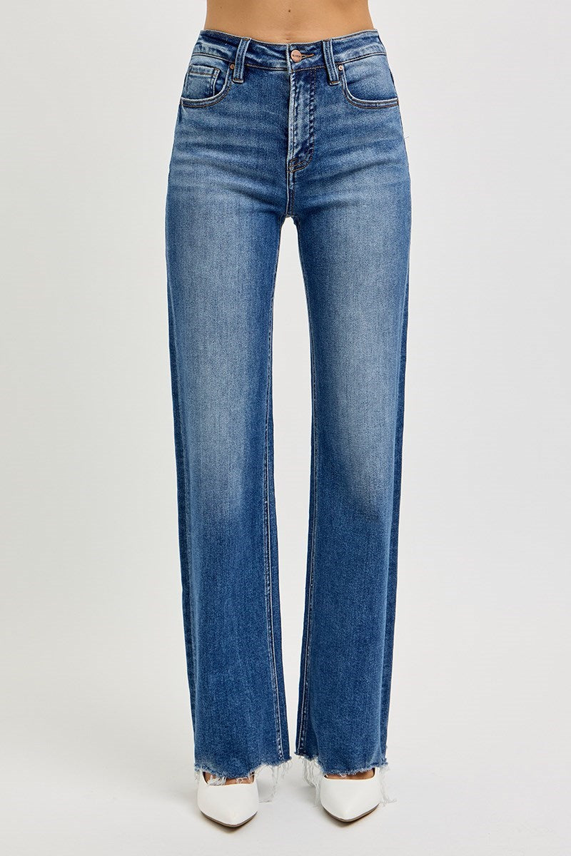 Risen Kiralee Jeans in dark wash — high rise barrel leg tummy control jeans from Thread & Clover boutique