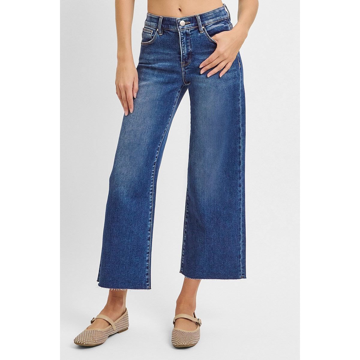 Risen Aimee Jeans light wash option — high rise elastic waistband jeans from Thread & Clover boutique