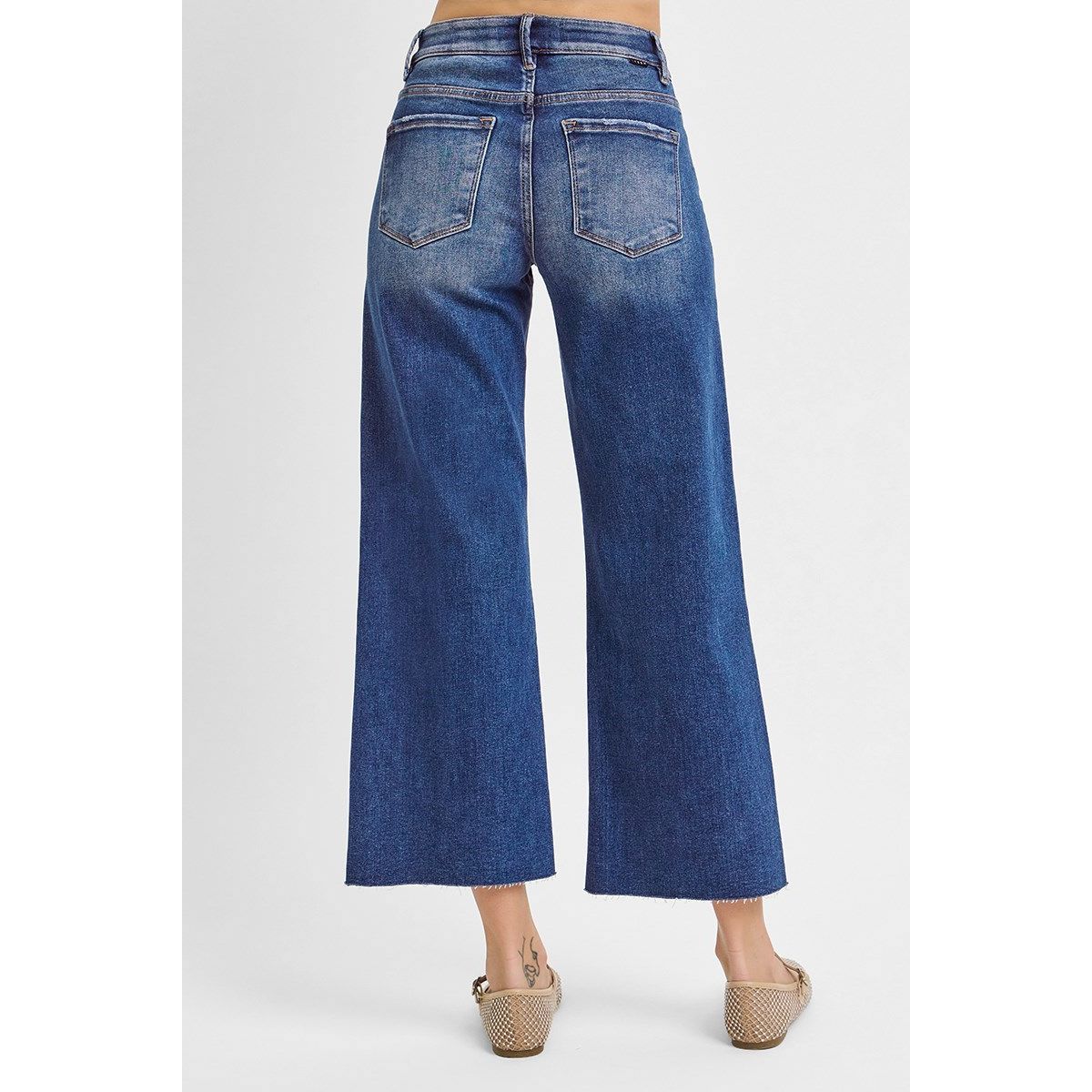 Risen Aimee Jeans full length in dark wash — high rise elastic waist denim from Thread & Clover boutique