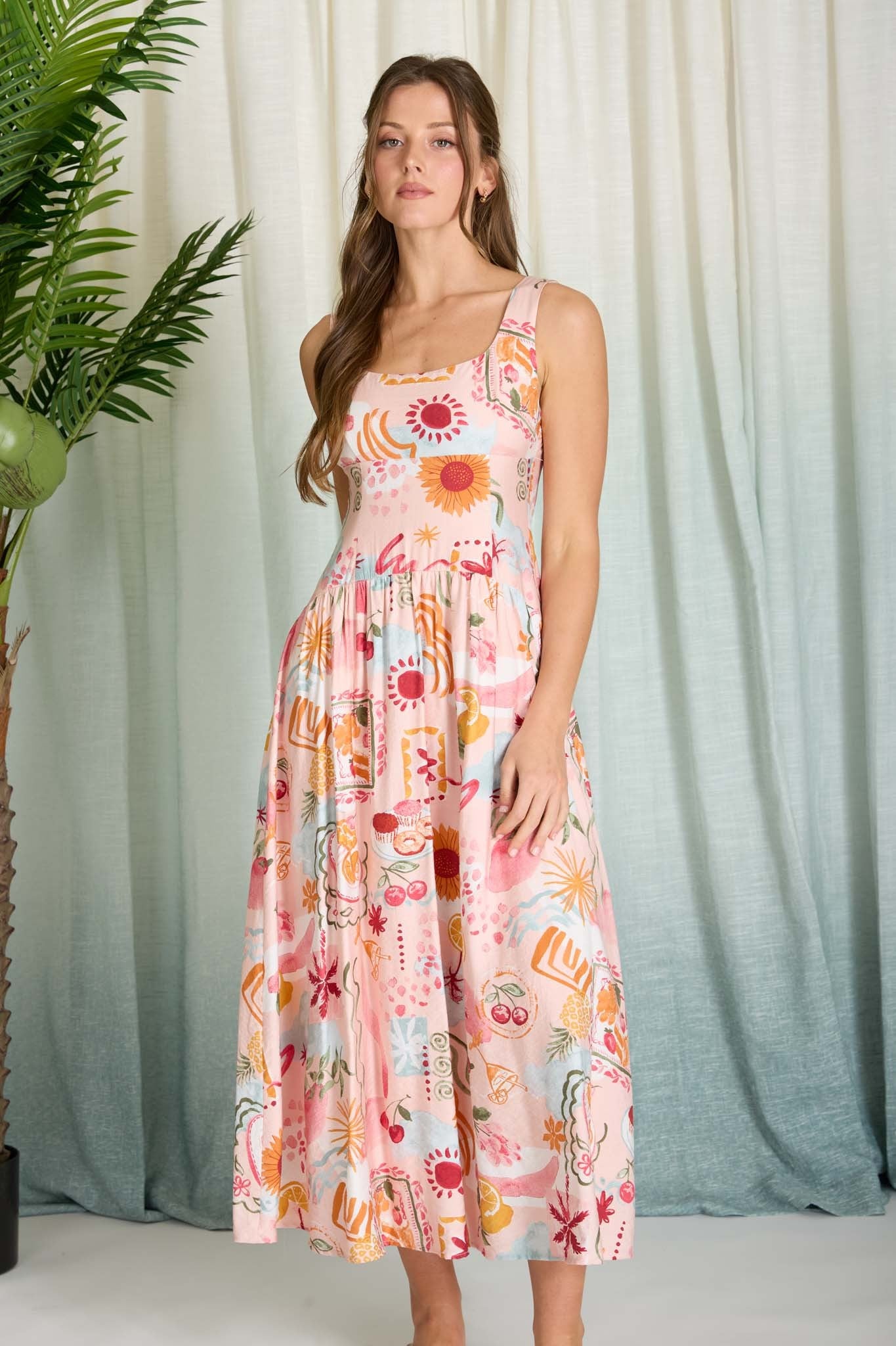 Sunflower Fields Midi Dress