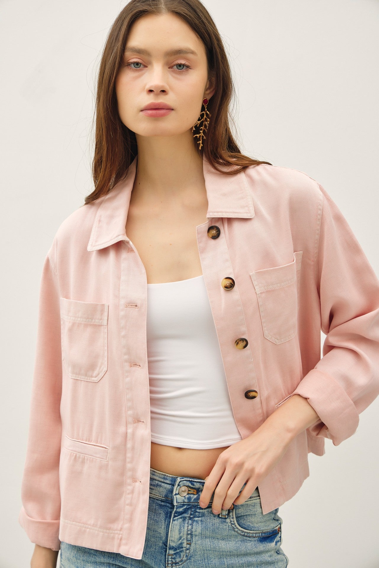 Washed Linen Crop Jacket