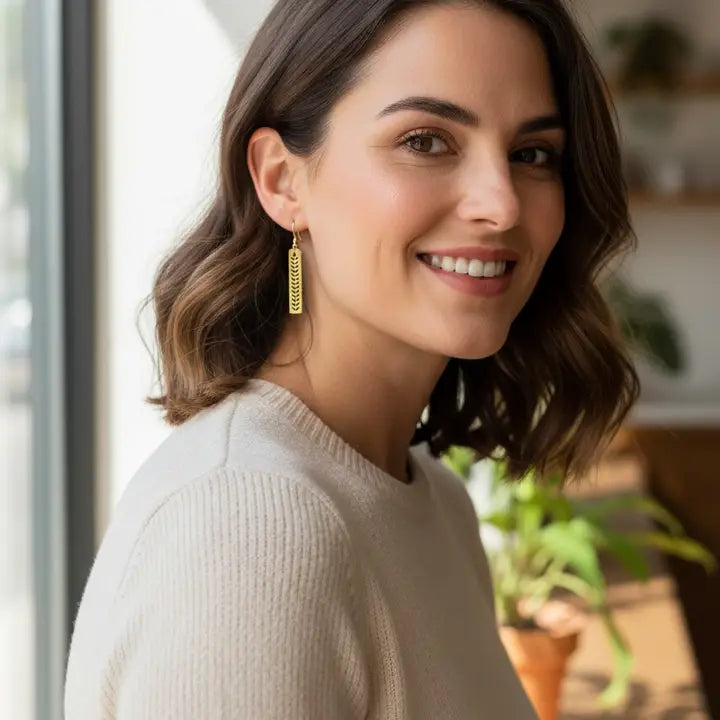 Gold Fern Cutout Earrings — gold fern cutout earrings from Jewelry by Samy, at Thread & Clover boutique