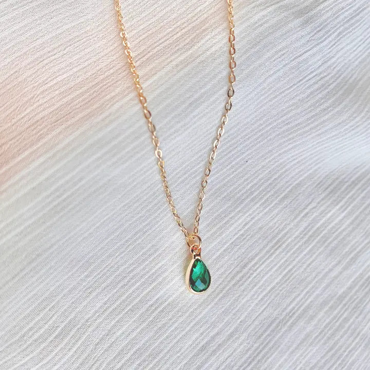 Teal Emerald Gem Necklace — teal emerald pendant necklace from SALT, at Thread & Clover boutique