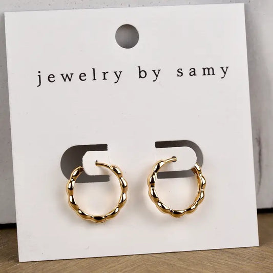 Gold Scalloped Huggie Hoop Earrings
