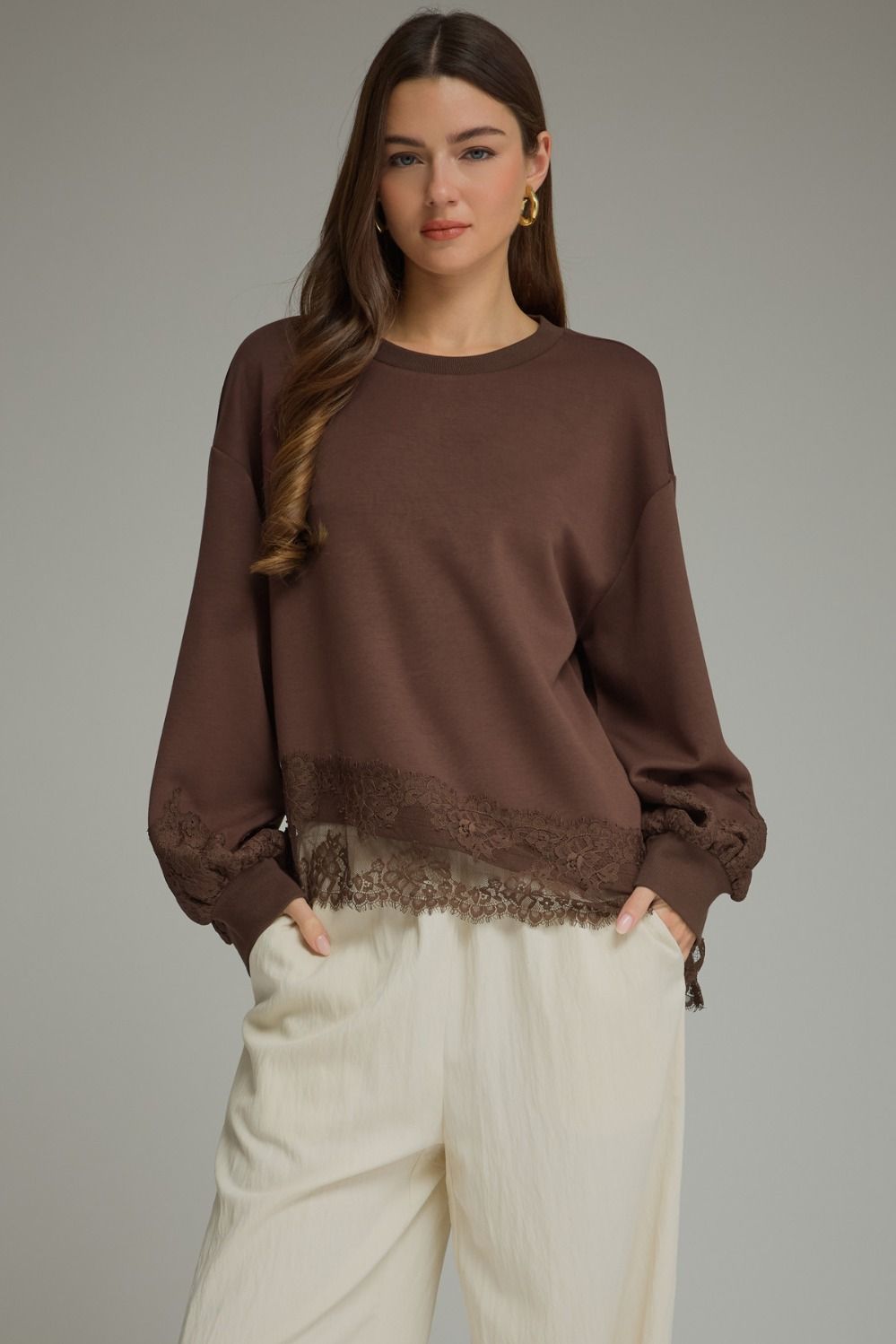 Lila Lace Detail Sweatshirt